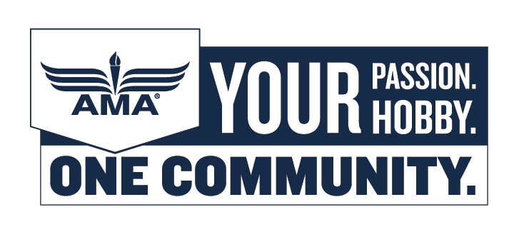 navy blue and white AMA badge
          that reads: AMA Your Passion, Hobby, One Community.